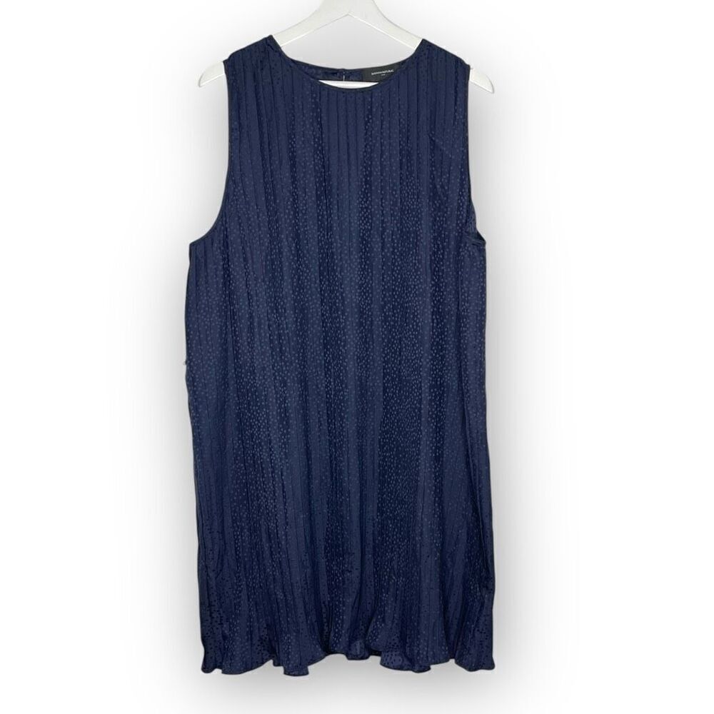 Banana Republic Blue Dot Sleeveless Pleated Lightweight Dress Womens Size XL NWT